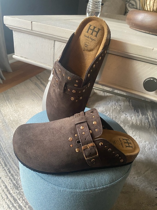 Hush Puppies Shoes - Haute Hippie Brown Suede Studded Slip-On Mules